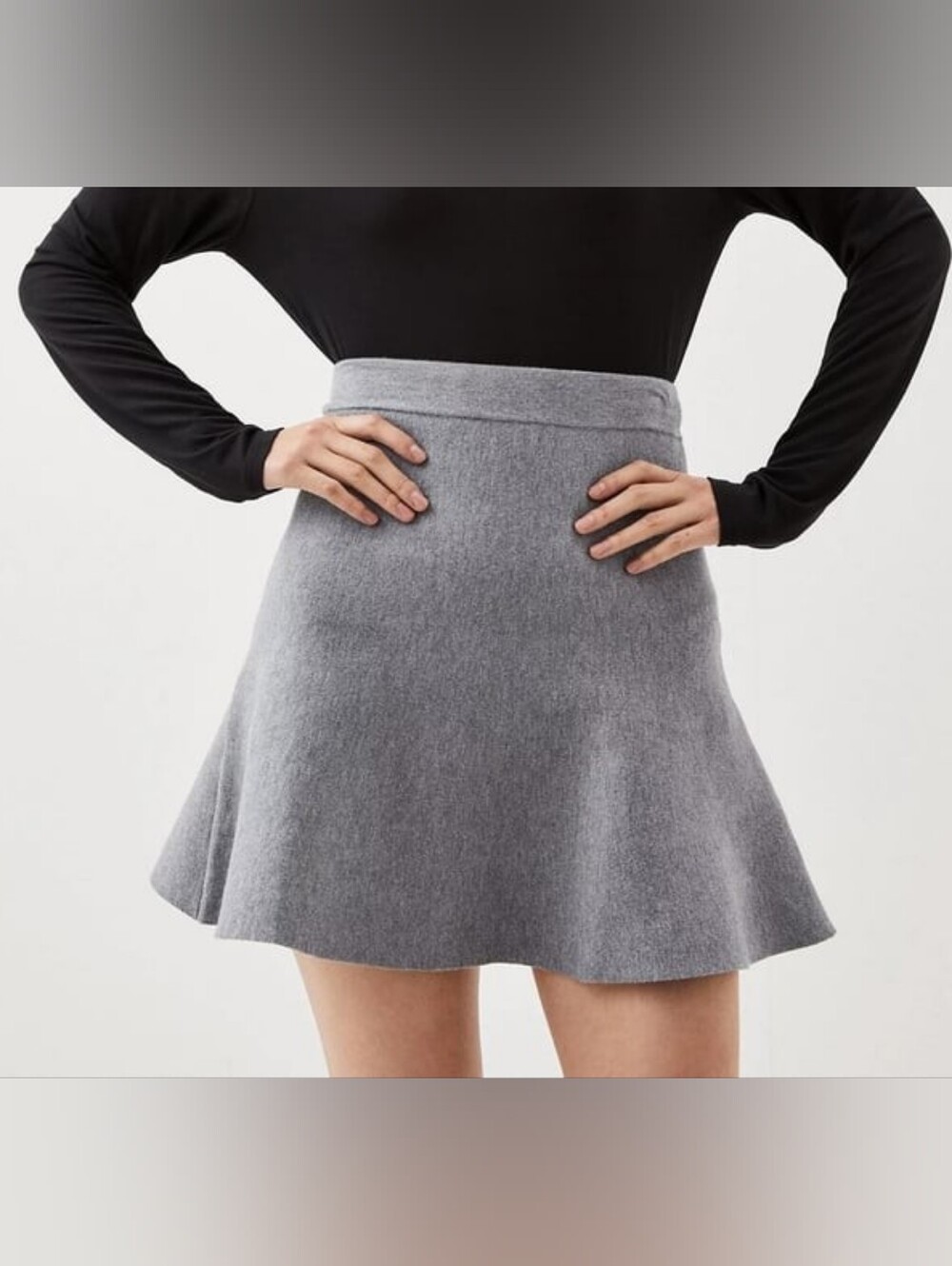 Banana Republic Quiet Luxury Wool Preppy Grey Pleated Circle Skirt
